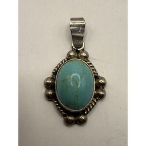 Sterling Silver Turquoise Pendant 925 Mexico Southwestern